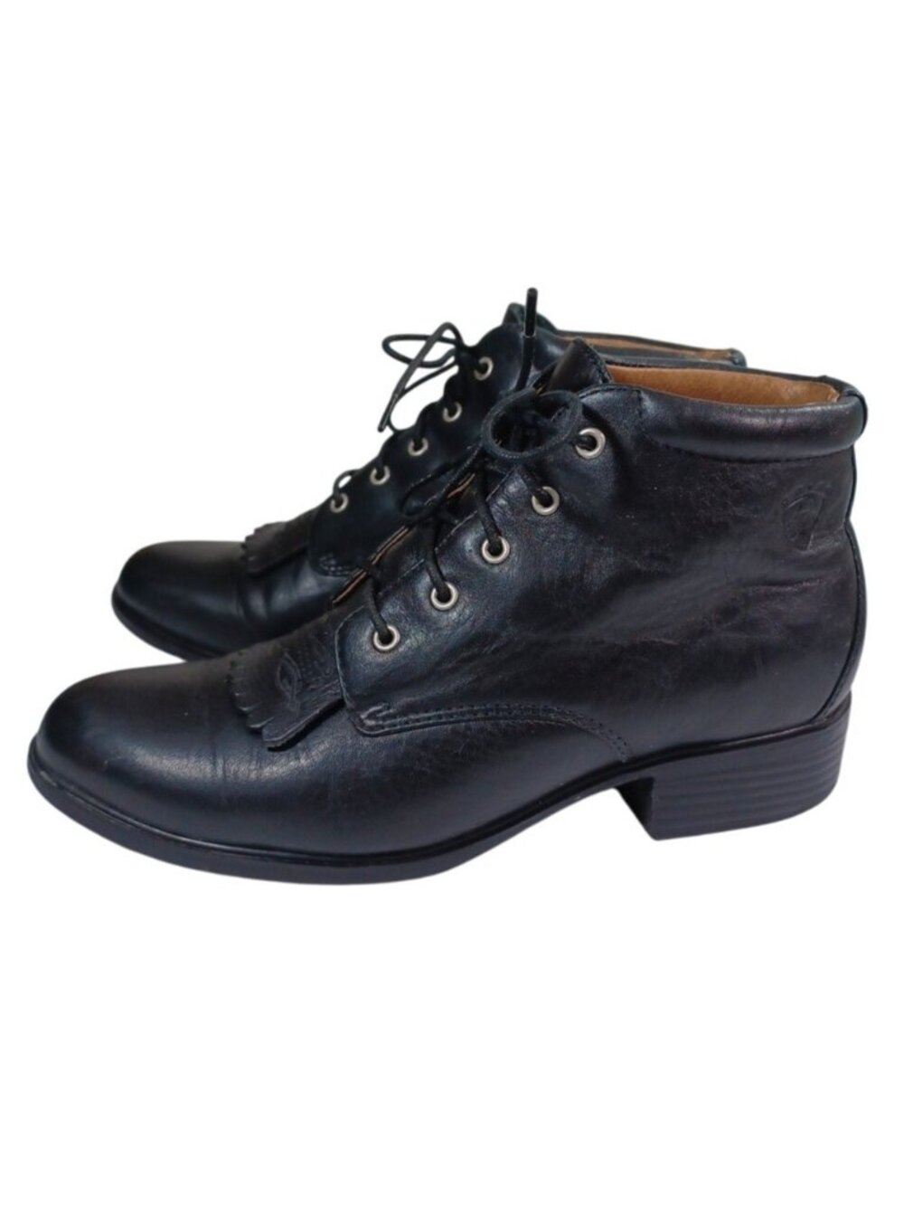 Ariat Women's 6.5 B Boots Josie Kiltie Black Leather Lace Up Ankle Riding  12201